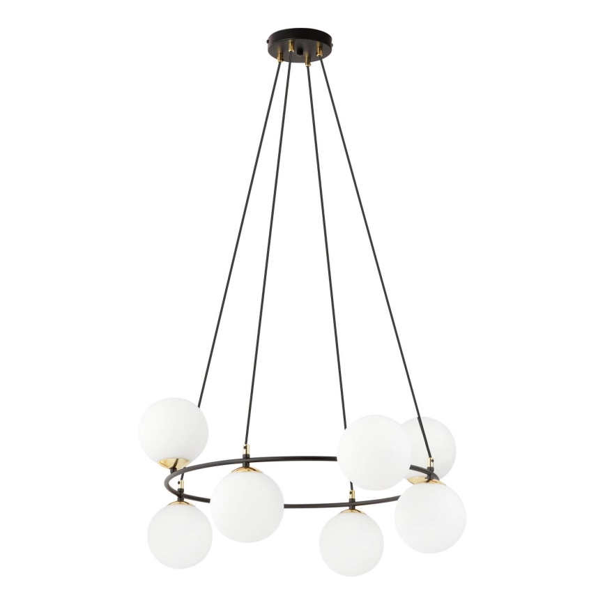 Luster na sajli AZURA 8xE14/10W/230V crna/bijela