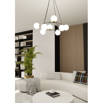 Luster na sajli AZURA 8xE14/10W/230V crna/bijela
