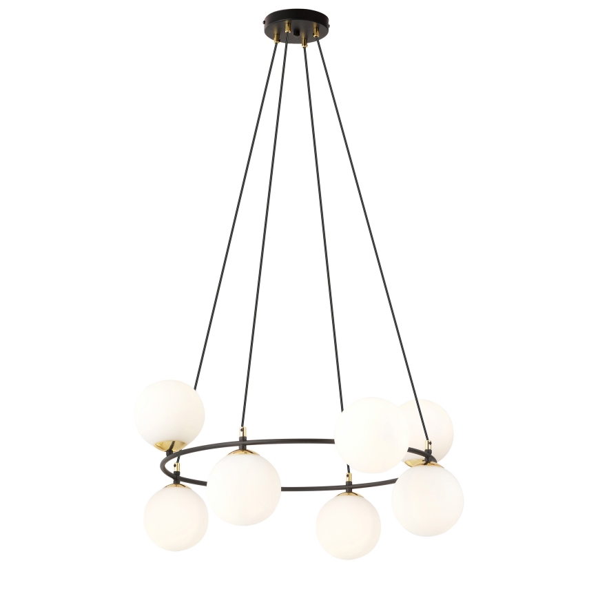 Luster na sajli AZURA 8xE14/10W/230V crna/bijela