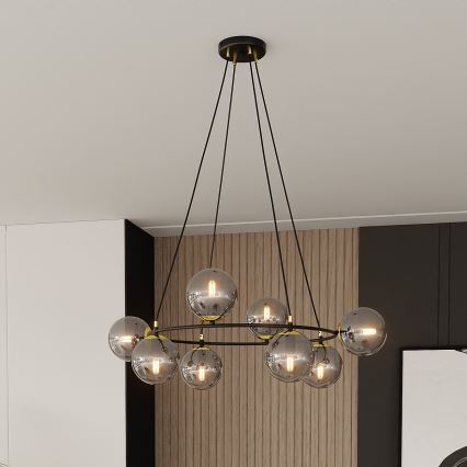 Luster na sajli AZURA 8xE14/10W/230V crna/siva