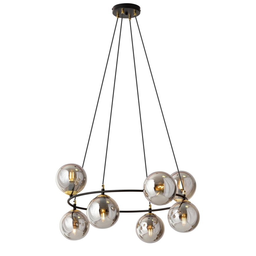 Luster na sajli AZURA 8xE14/10W/230V crna/siva