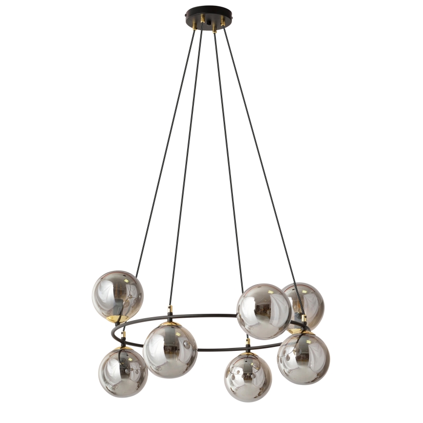 Luster na sajli AZURA 8xE14/10W/230V crna/siva