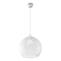 Luster na sajli BALL 1xE27/15W/230V Ø 30 cm proziran/sjajni krom