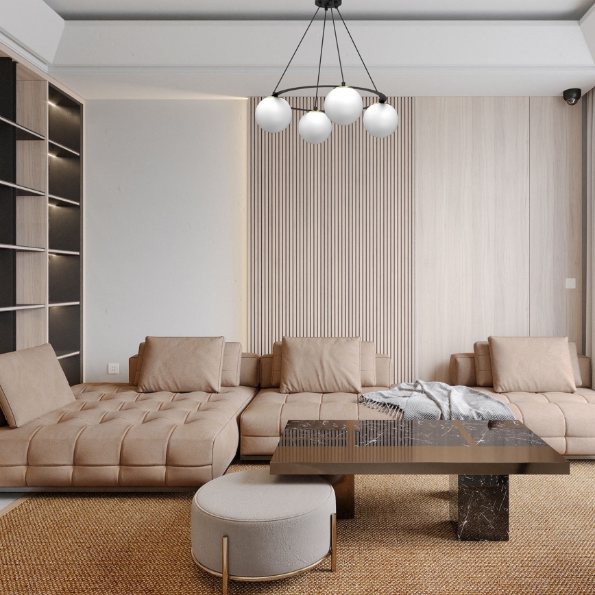 Luster na sajli BALLO 4xE27/15W/230V crna/bijela
