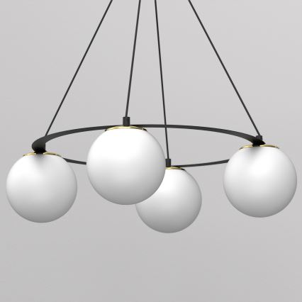 Luster na sajli BALLO 4xE27/15W/230V crna/bijela