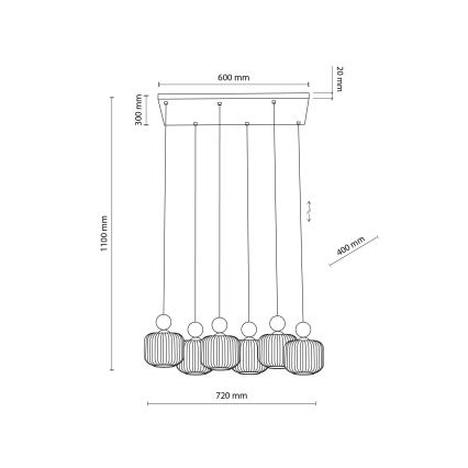 Luster na sajli BALLO 6xE14/10W/230V bež