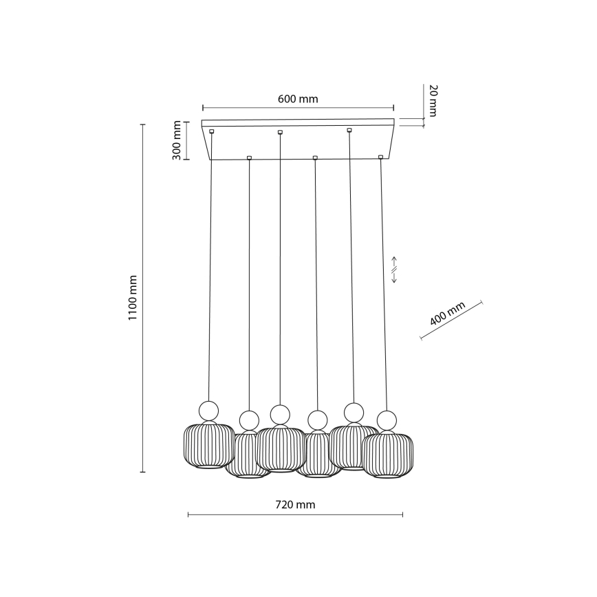 Luster na sajli BALLO 6xE14/10W/230V bež