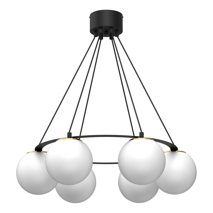 Luster na sajli BALLO 6xE27/15W/230V crna/bijela