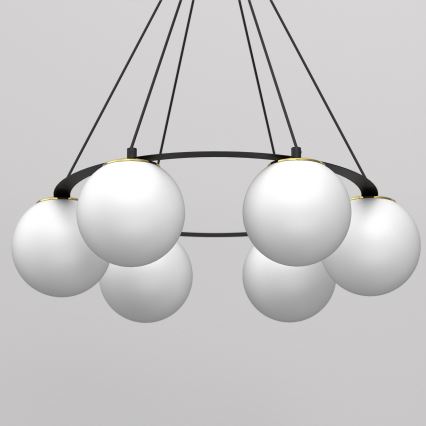 Luster na sajli BALLO 6xE27/15W/230V crna/bijela