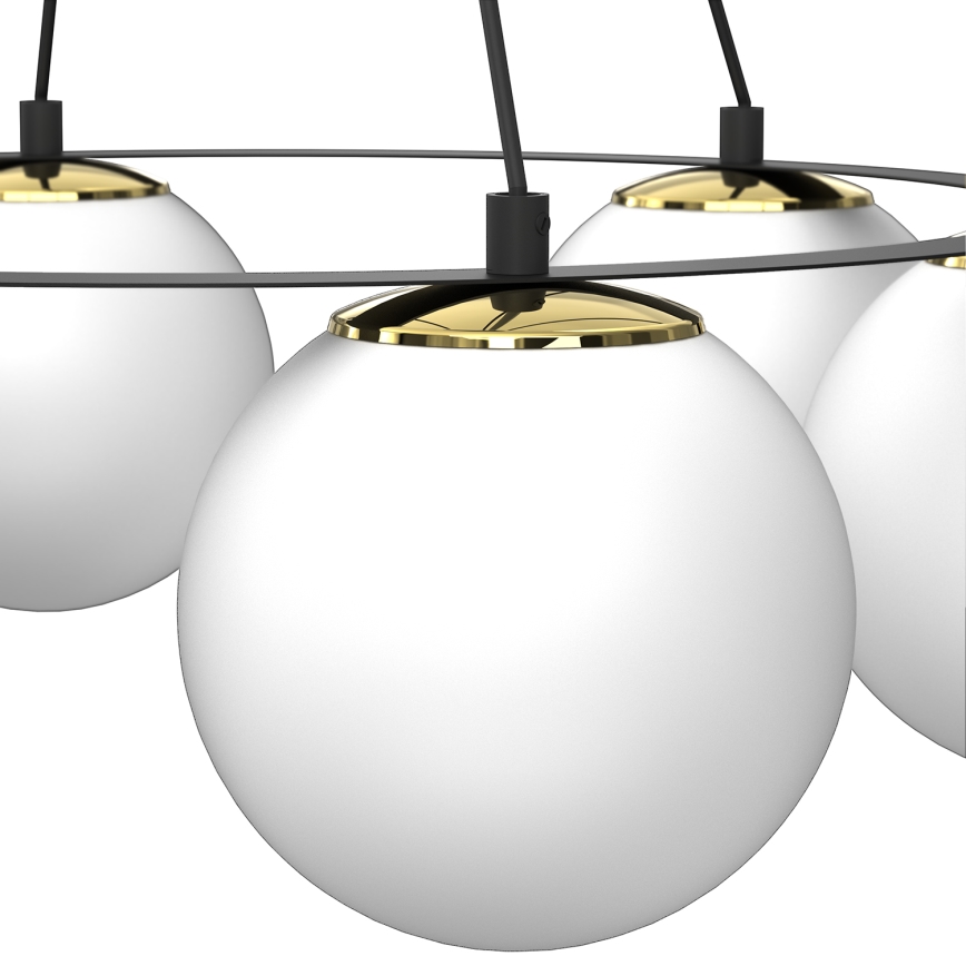 Luster na sajli BALLO 6xE27/15W/230V crna/bijela