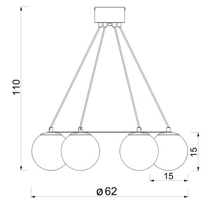 Luster na sajli BALLO 6xE27/15W/230V crna/bijela