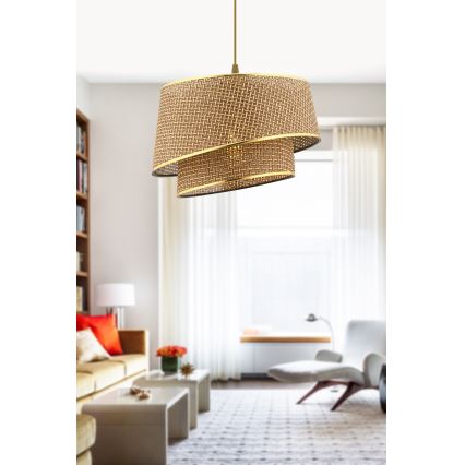 Luster na sajli BARETTE 1xE27/60W/230V smeđa/zlatna