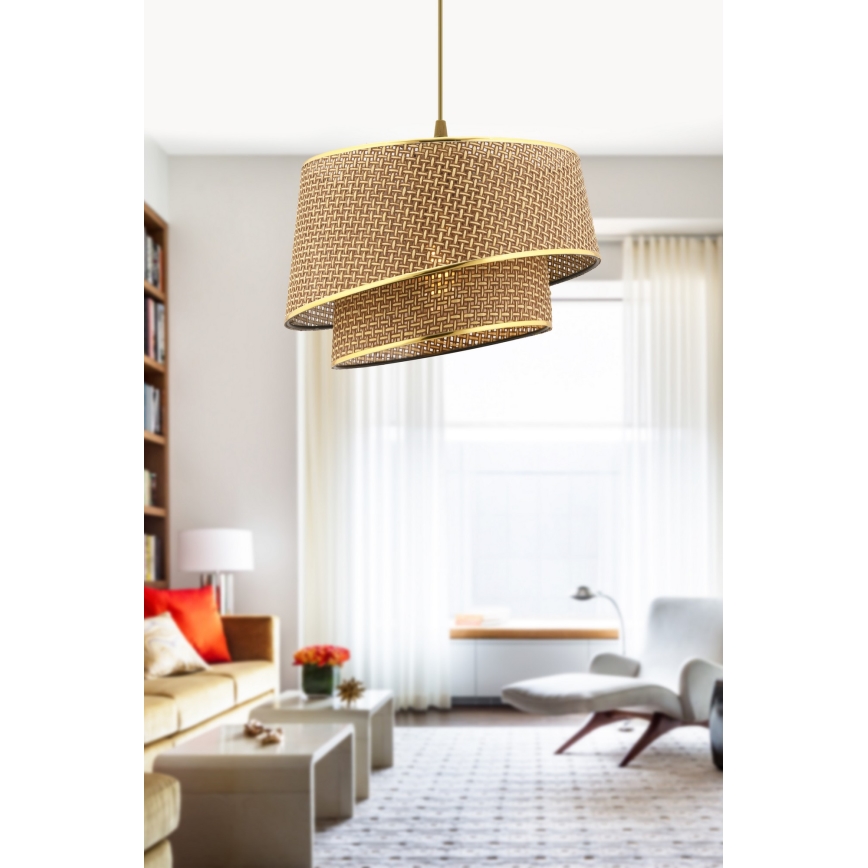 Luster na sajli BARETTE 1xE27/60W/230V smeđa/zlatna