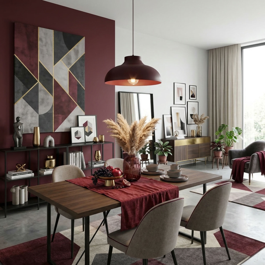 Luster na sajli BASCA 1xE27/15W/230V bordo