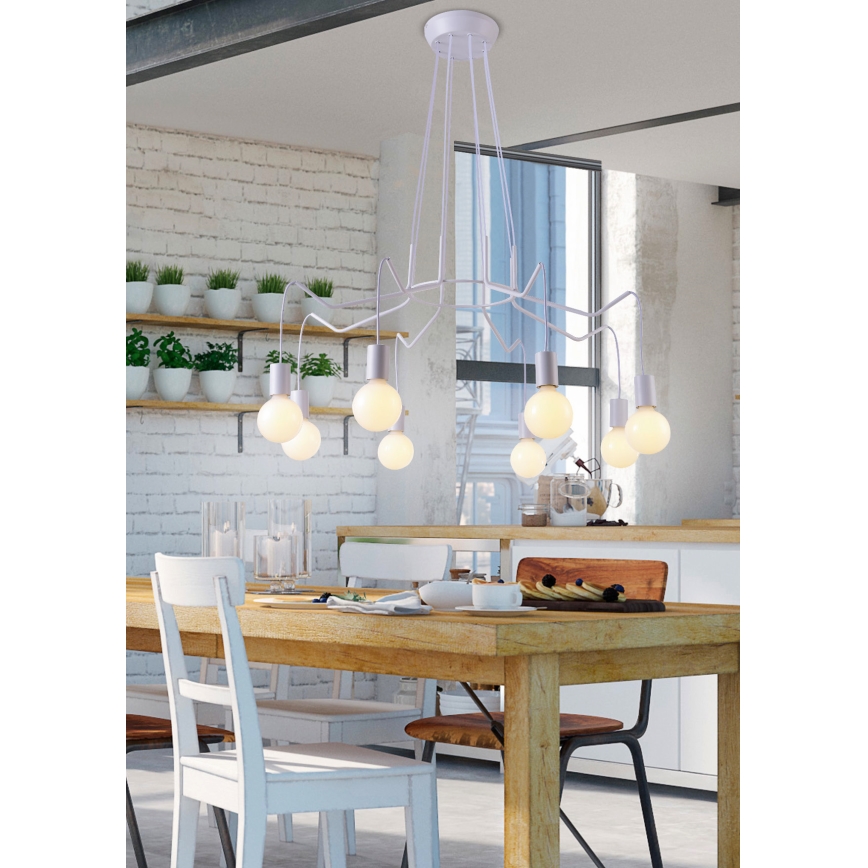 Luster na sajli BASSO 8xE27/40W/230V bijela