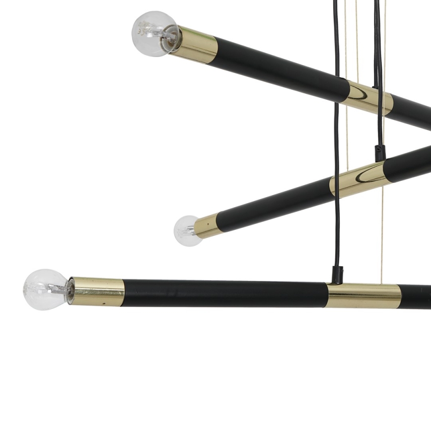 Luster na sajli BASTONE 6xE14/40W/230V crna/zlatna