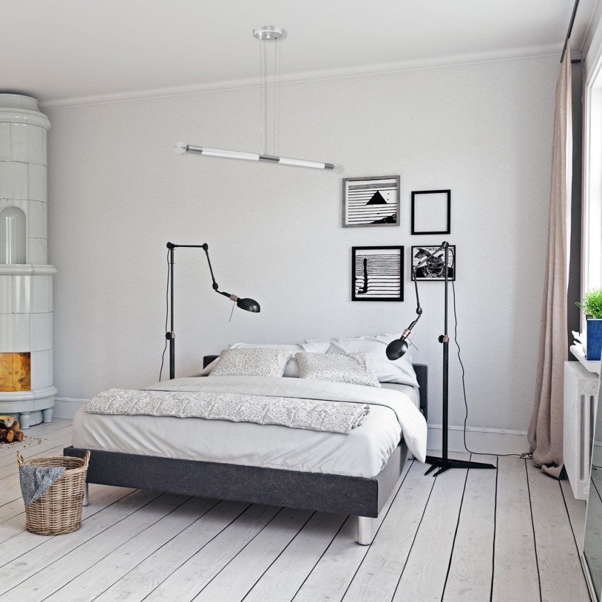 Luster na sajli BASTONE WHITE 2xE14/40W/230V bijela/sjajni krom