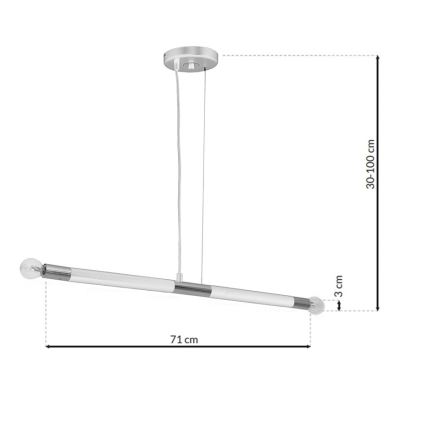 Luster na sajli BASTONE WHITE 2xE14/40W/230V bijela/sjajni krom