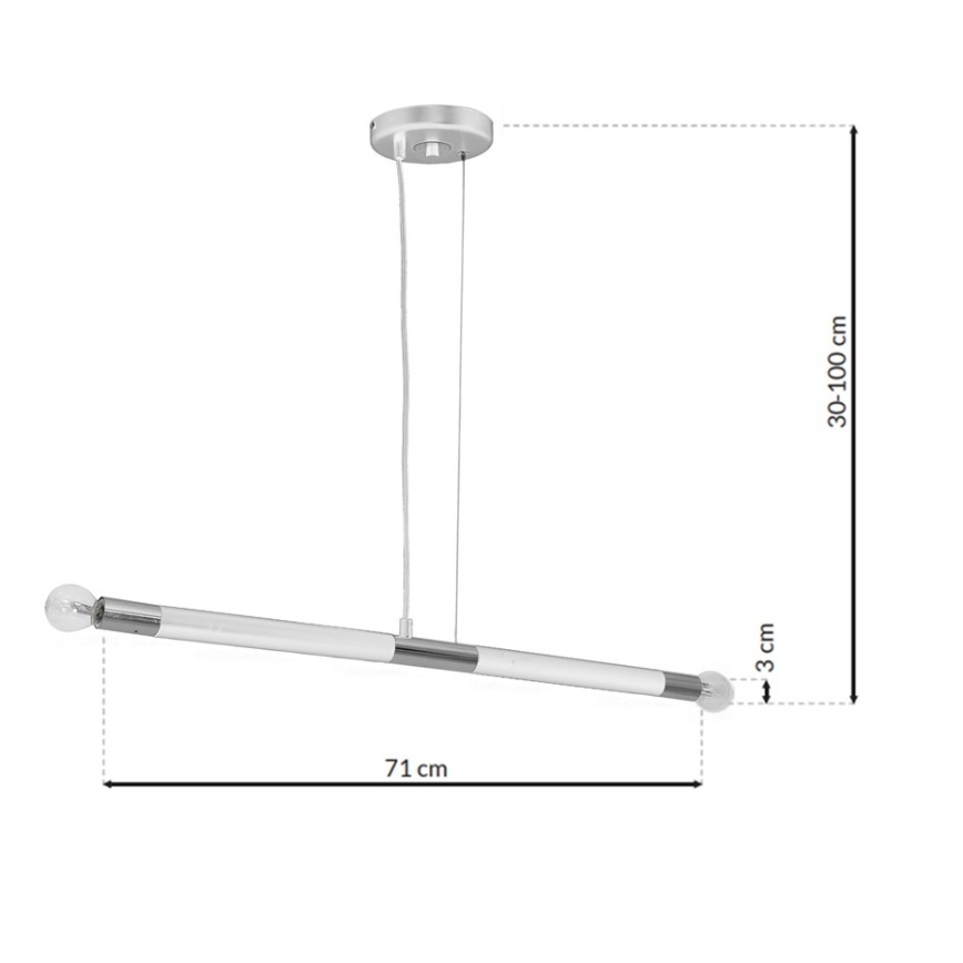 Luster na sajli BASTONE WHITE 2xE14/40W/230V bijela/sjajni krom