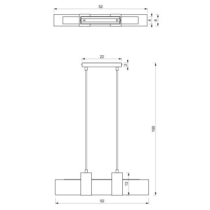 Luster na sajli BELEN 3xGU10/8W/230V