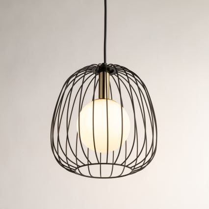 Luster na sajli BELL 1xG9/12W/230V pr. 24 cm crna/zlatna