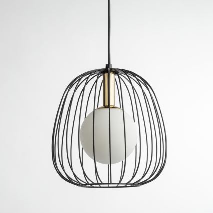 Luster na sajli BELL 1xG9/12W/230V pr. 24 cm crna/zlatna