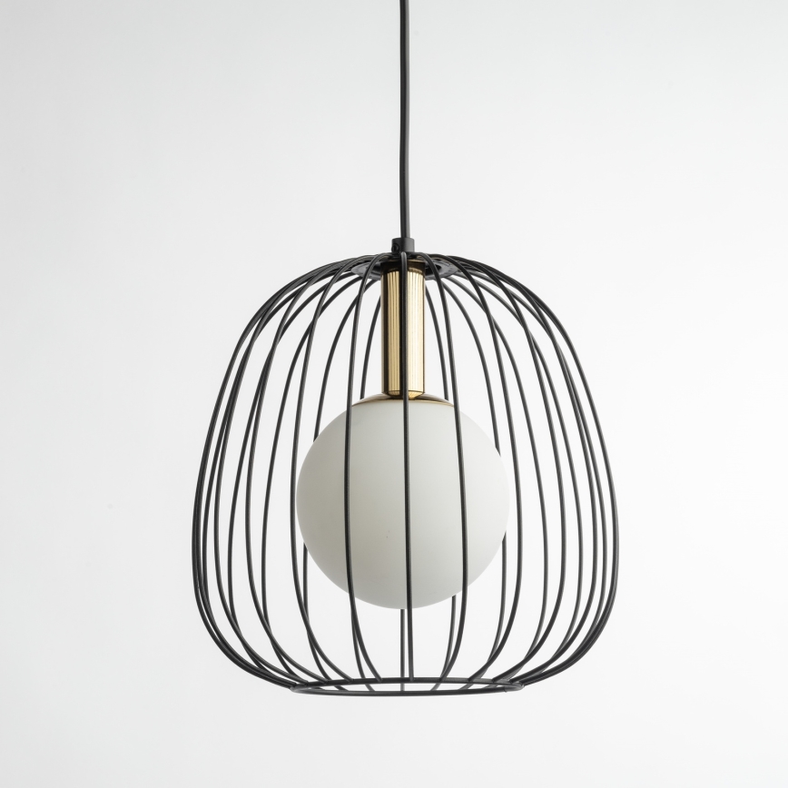 Luster na sajli BELL 1xG9/12W/230V pr. 24 cm crna/zlatna