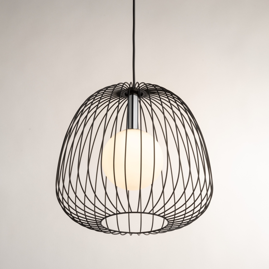 Luster na sajli BELL 1xG9/12W/230V pr. 33 cm crna/sjajni krom