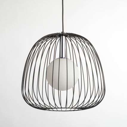 Luster na sajli BELL 1xG9/12W/230V pr. 33 cm crna/sjajni krom