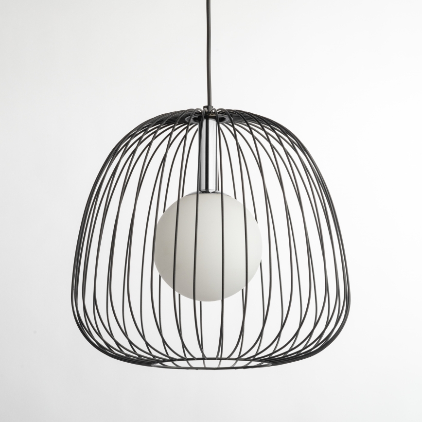 Luster na sajli BELL 1xG9/12W/230V pr. 33 cm crna/sjajni krom