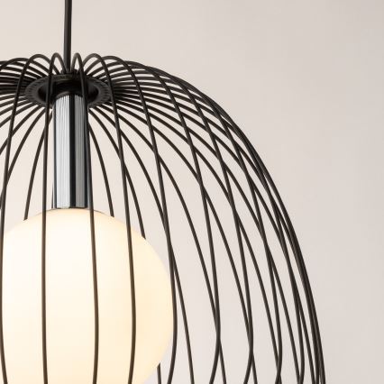Luster na sajli BELL 1xG9/12W/230V pr. 33 cm crna/sjajni krom