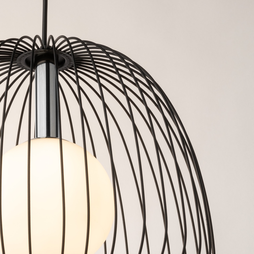 Luster na sajli BELL 1xG9/12W/230V pr. 33 cm crna/sjajni krom