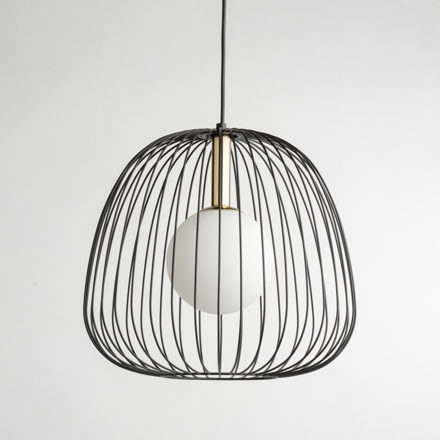 Luster na sajli BELL 1xG9/12W/230V pr. 33 cm crna/zlatna