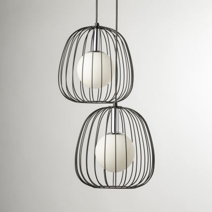 Luster na sajli BELL 2xG9/12W/230V crna/sjajni krom