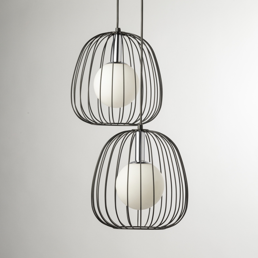Luster na sajli BELL 2xG9/12W/230V crna/sjajni krom