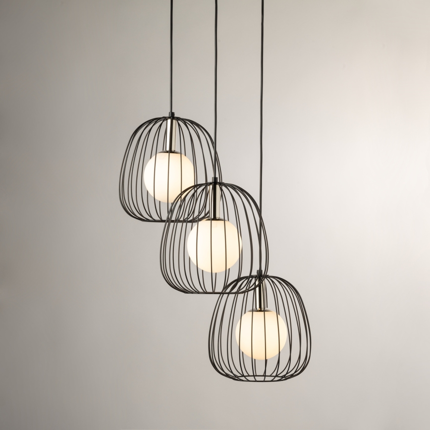 Luster na sajli BELL 3xG9/12W/230V crna/sjajni krom