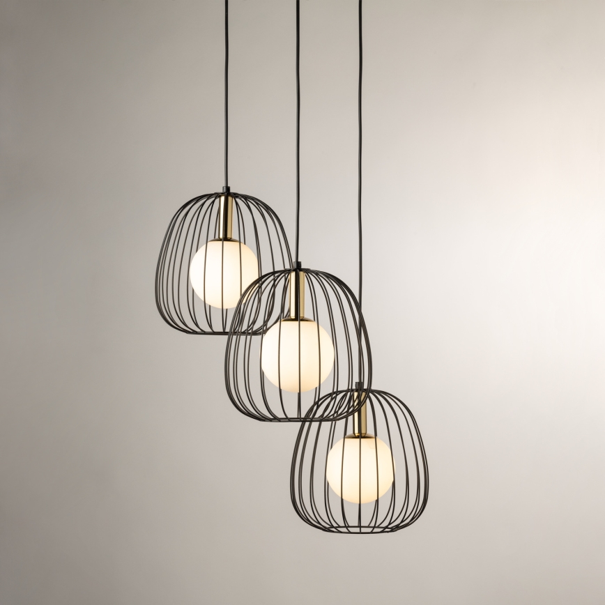 Luster na sajli BELL 3xG9/12W/230V crna/zlatna