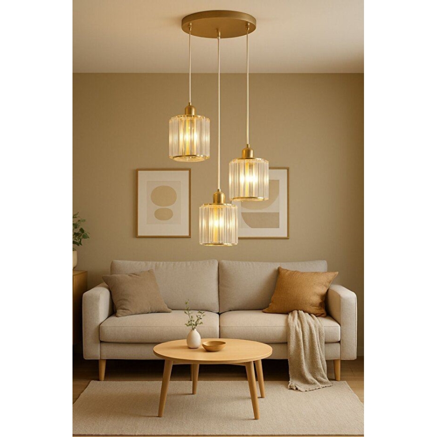 Luster na sajli BELLA 3xE27/40W/230V zlatni