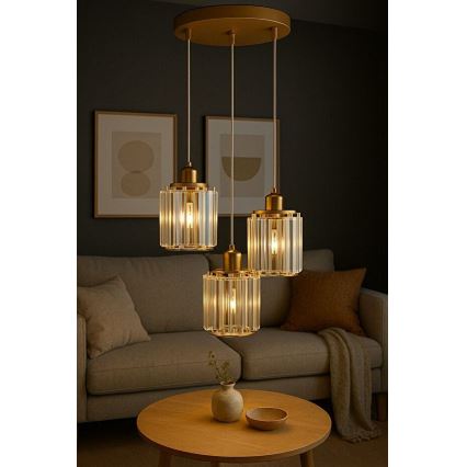 Luster na sajli BELLA 3xE27/40W/230V zlatni