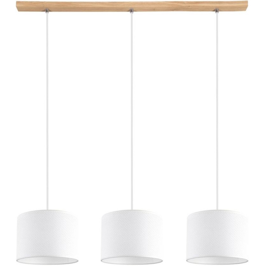 Luster na sajli BENITA 3xE27/40W/230V bijela/hrast