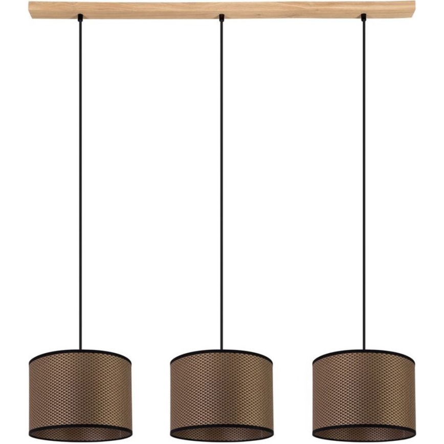 Luster na sajli BENITA 3xE27/40W/230V smeđa/hrast