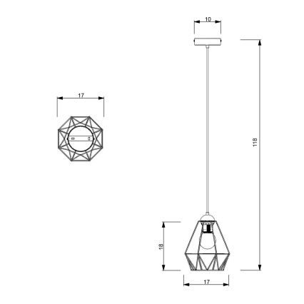 Luster na sajli BERGEN 1xE27/60W/230V crna