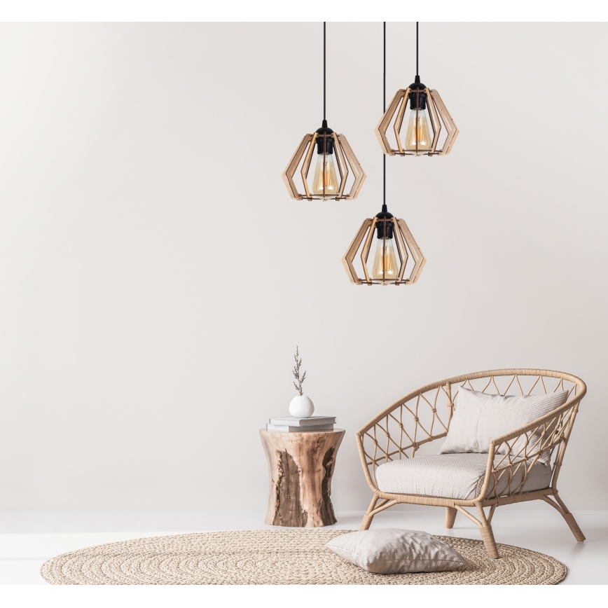 Luster na sajli BERGO 3xE27/60W/230V crna
