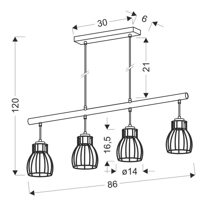 Luster na sajli BERNITA 4xE27/60W/230V