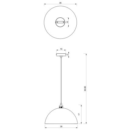 Luster na sajli BETA 1xE27/60W/230V pr. 35 cm crna