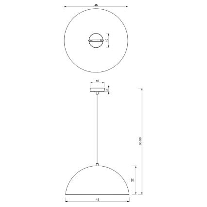 Luster na sajli BETA 1xE27/60W/230V pr. 45 cm crna