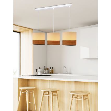 Luster na sajli BIANCO 3xE27/40W/230V bijela/smeđa