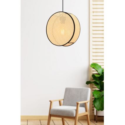 Luster na sajli BIG DRUM 1xE27/60W/230V bež/crna