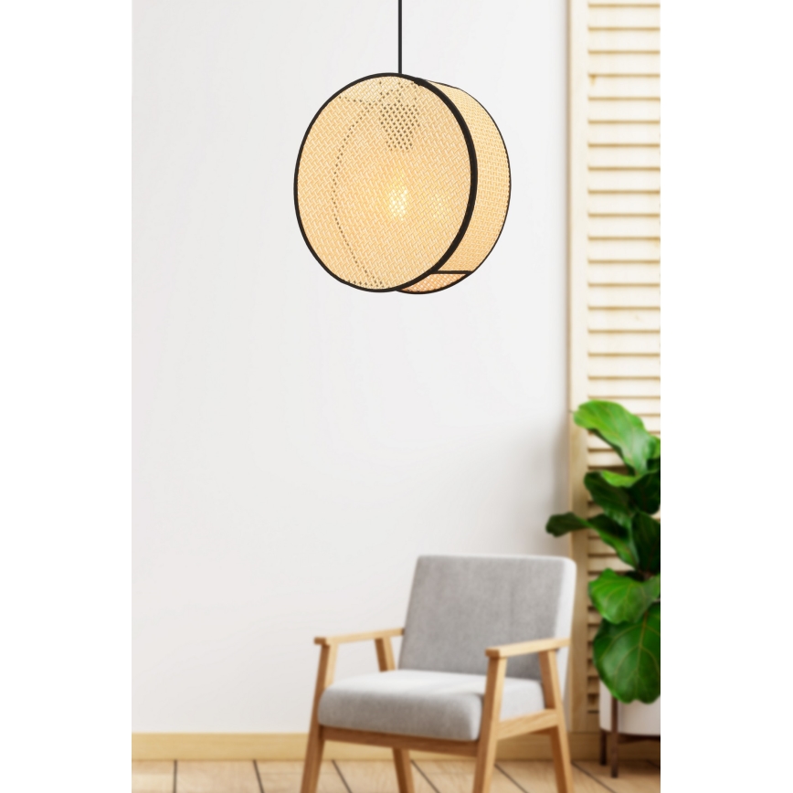 Luster na sajli BIG DRUM 1xE27/60W/230V bež/crna