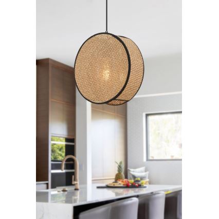 Luster na sajli BIG DRUM 1xE27/60W/230V smeđa/crna